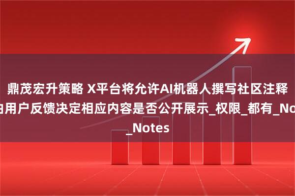鼎茂宏升策略 X平台将允许AI机器人撰写社区注释，由用户反馈决定相应内容是否公开展示_权限_都有_Notes